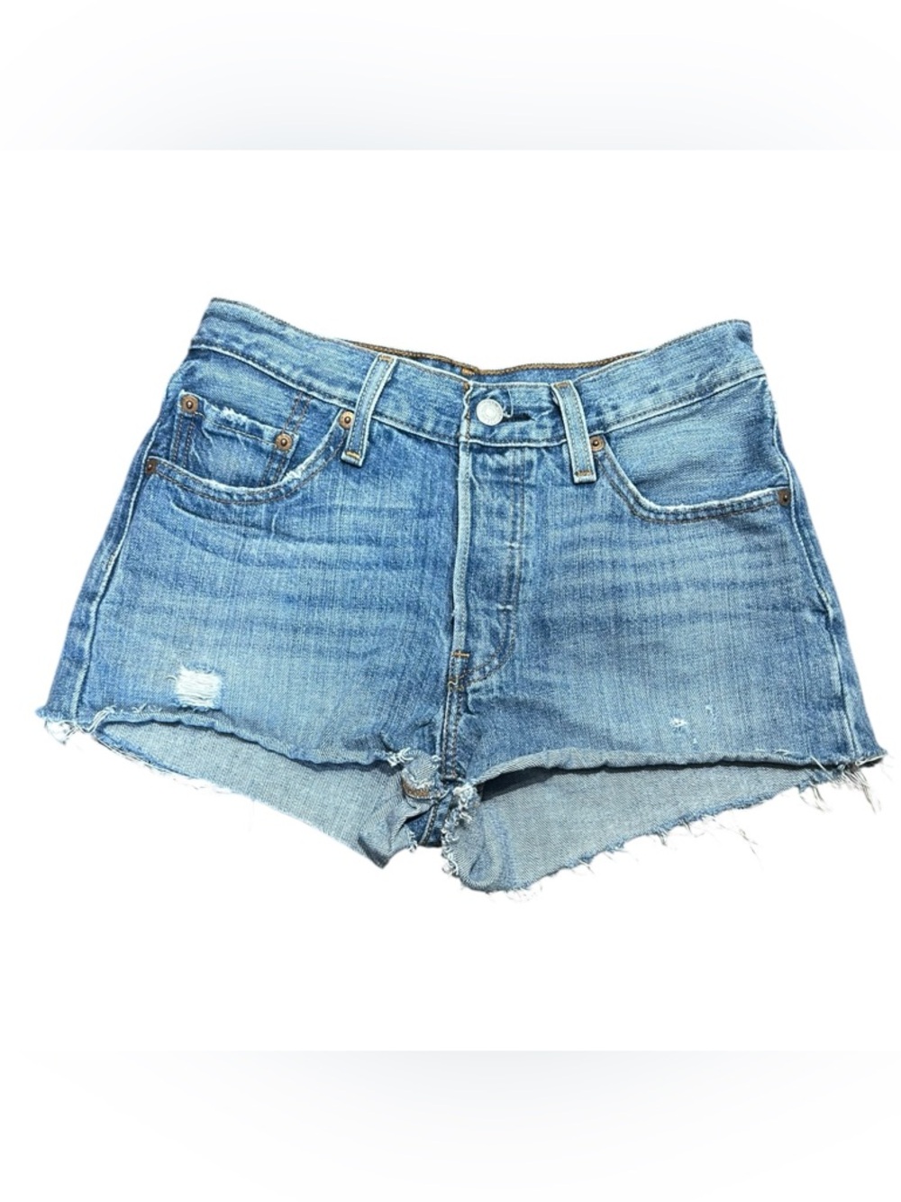 Levi’s 501 Cut Off Shorts Size 25 Light Wash Distressed Button Fly Denim